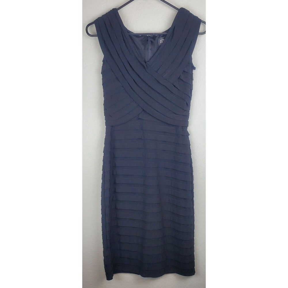 Adrianna Papell Women's Size 4 Black Dress Stretchy Ruffled Tiered LBD